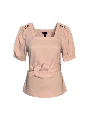 ANTHROPOLOGIE Pink CURRENT AIR Punk Puff Sleeve w/ Bow Top xs classy